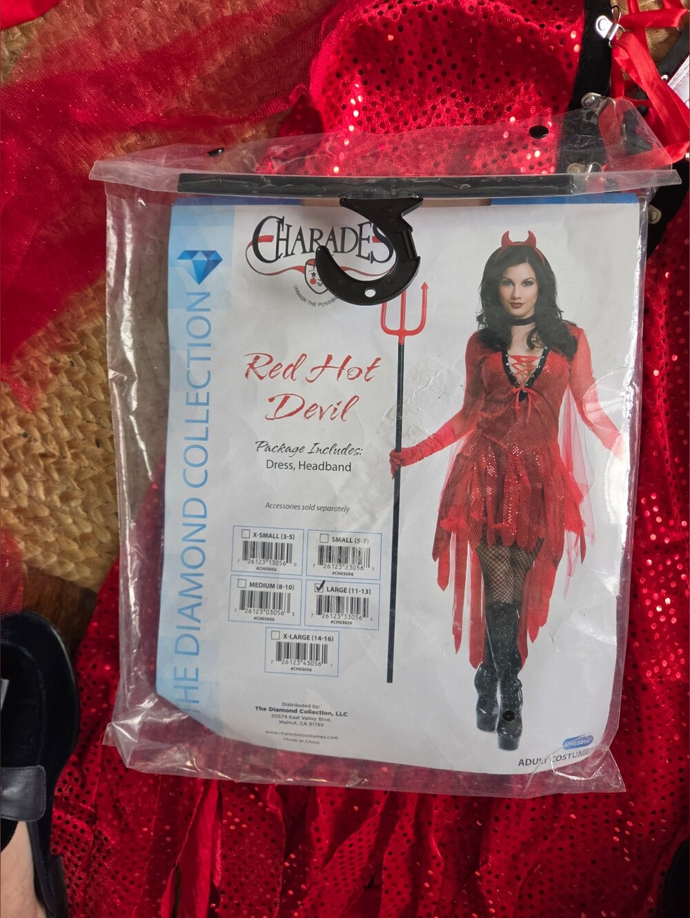 Womens Red Hot Devil Halloween Costume, Size Large